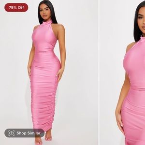 Pink maxi tight dress.